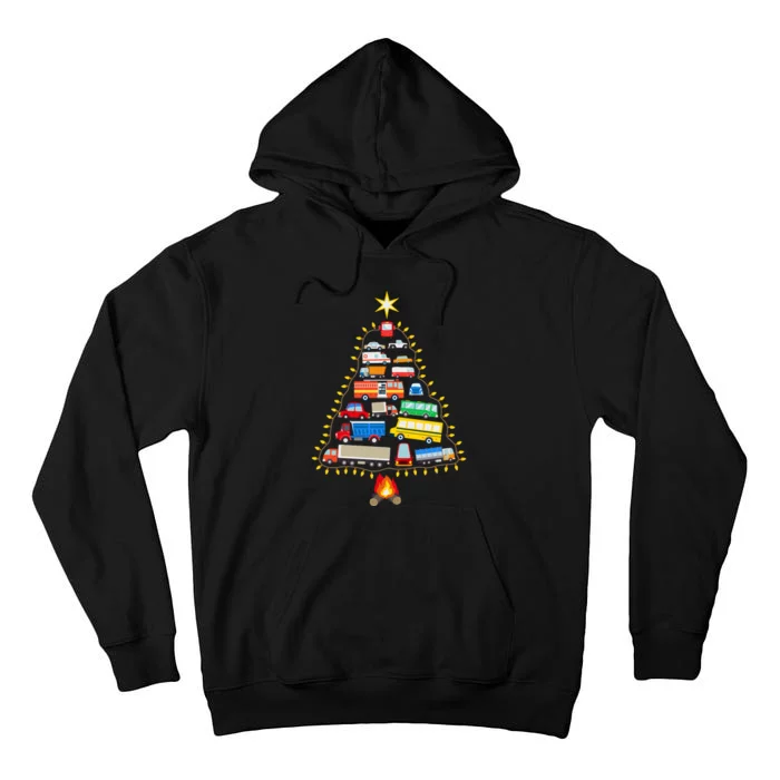 Firefighter Fire Truck Christmas Tree Xmas Tshirt Tall Hoodie