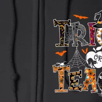 Festive Fall Teacher Trick or Teach for Thanksgiving Halloween Full Zip Hoodie