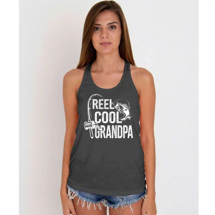 Funny Fishing Tee Vintage Reel Cool Grandpa Women's Knotted Racerback Tank