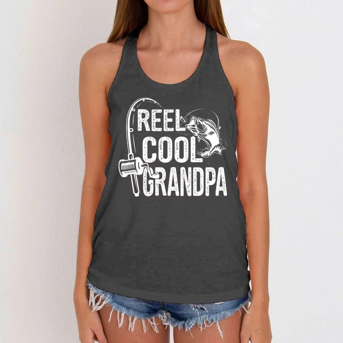 Funny Fishing Tee Vintage Reel Cool Grandpa Women's Knotted Racerback Tank