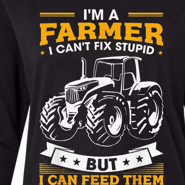 Funny Farming Tractor I'm A Farmer I Feed People Womens Cotton Relaxed Long Sleeve T-Shirt