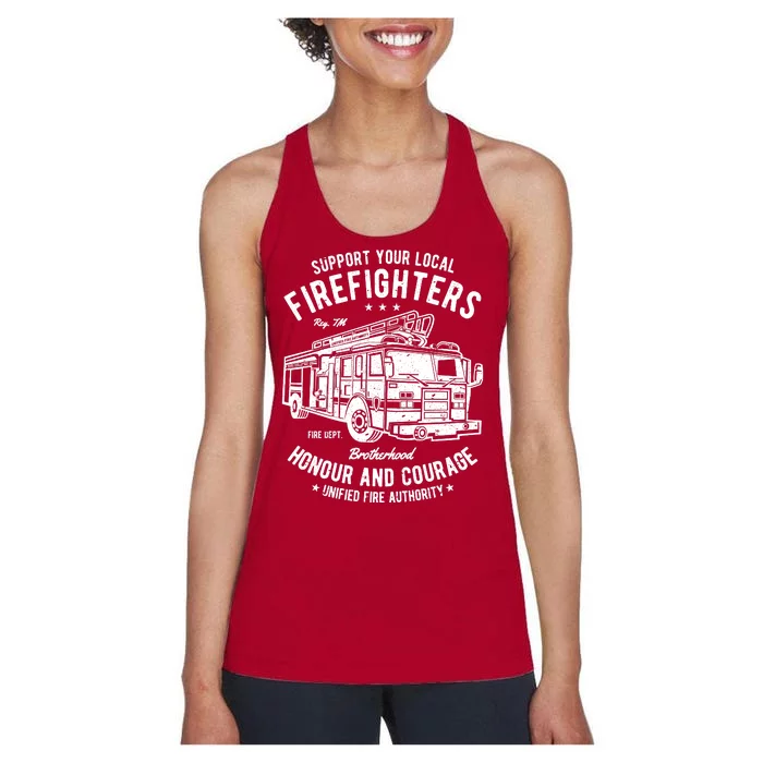 Support Your Local Fire Fighters Women's Racerback Tank