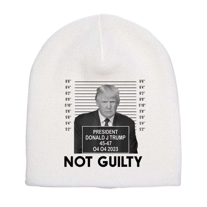 Funny Free Trump Mugshot Not Guilty Pro Trump 2024 Short Acrylic Beanie