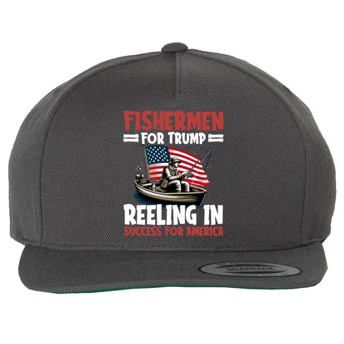 Fisher For Trump President Bass Fishing Election Trump Gift Wool Snapback Cap