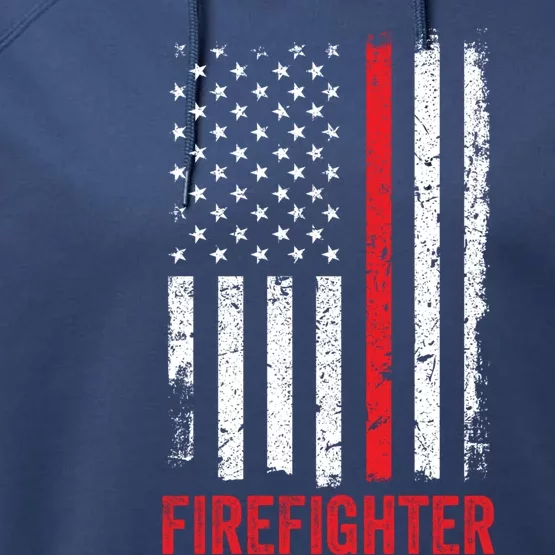 Firefighter Flag Thin Red Line Fire Fire Rescue Gift Performance Fleece Hoodie