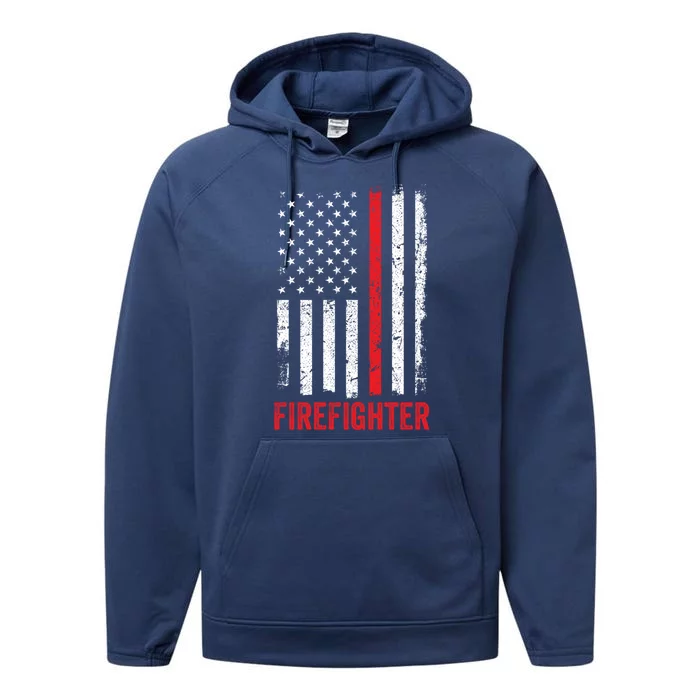 Firefighter Flag Thin Red Line Fire Fire Rescue Gift Performance Fleece Hoodie