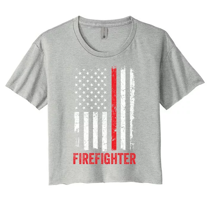 Firefighter Flag Thin Red Line Fire Fire Rescue Gift Women's Crop Top Tee