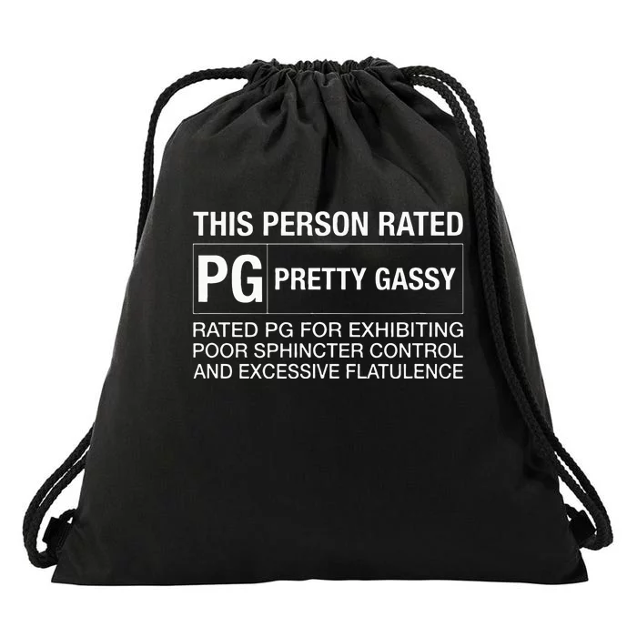 Funny Fart This Person Rated PG Pretty Gassy Fart Drawstring Bag