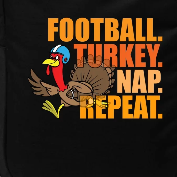 Funny Football Turkey Nap Repeat Thanksgiving Impact Tech Backpack