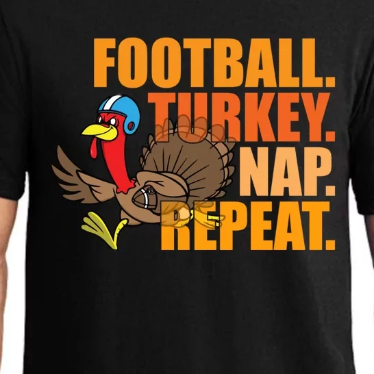 Funny Football Turkey Nap Repeat Thanksgiving Pajama Set