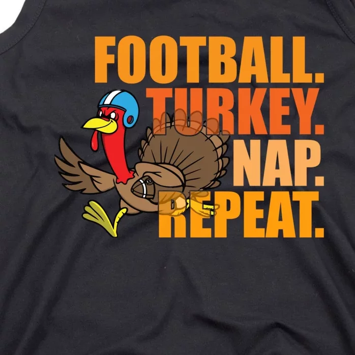 Funny Football Turkey Nap Repeat Thanksgiving Tank Top