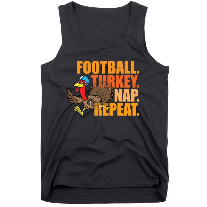 Funny Football Turkey Nap Repeat Thanksgiving Tank Top