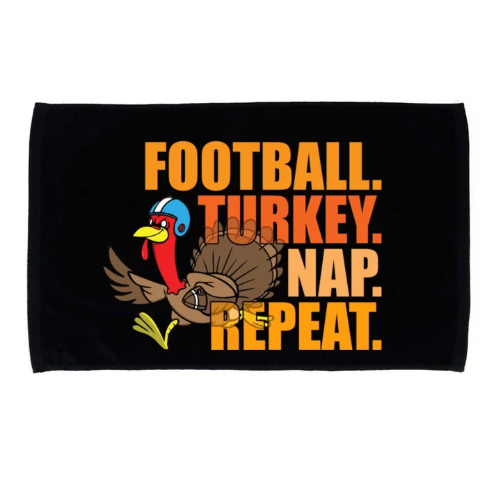 Funny Football Turkey Nap Repeat Thanksgiving Microfiber Hand Towel