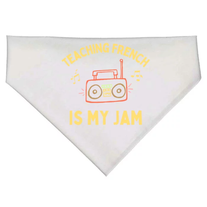 Fun French Teacher Teaching French Is My Jam Back To School Cool Gift USA-Made Doggie Bandana