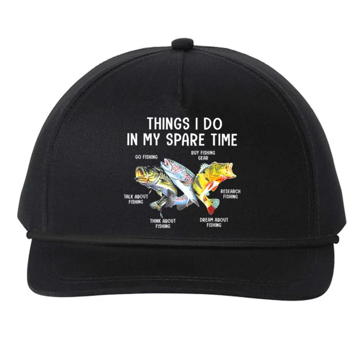 Funny Fishing Things I Do In My Spare Time Fishing Pole Gifts Snapback Five-Panel Rope Hat