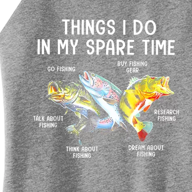 Funny Fishing Things I Do In My Spare Time Fishing Pole Gifts Women’s Perfect Tri Rocker Tank