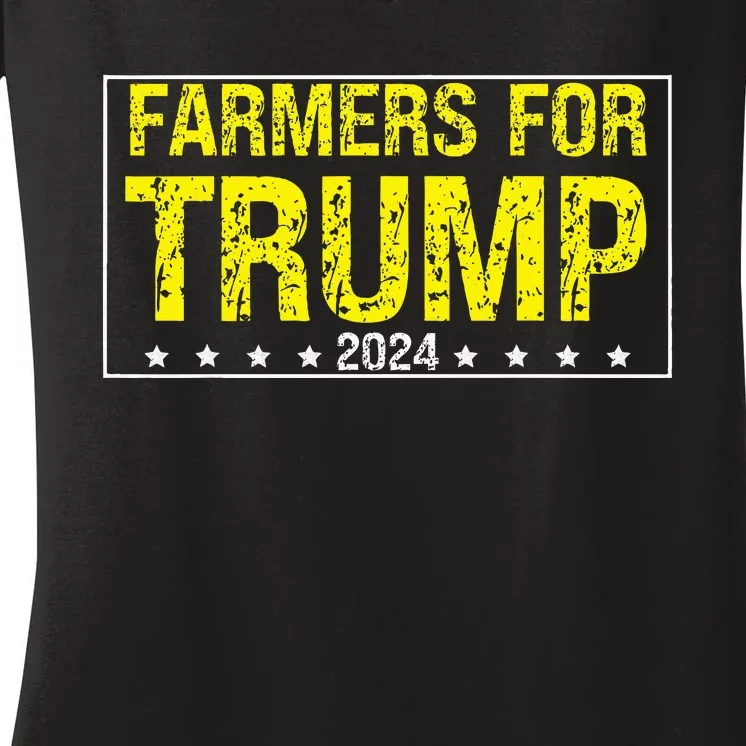 Farmers For Trump 2024 Women's V-Neck T-Shirt