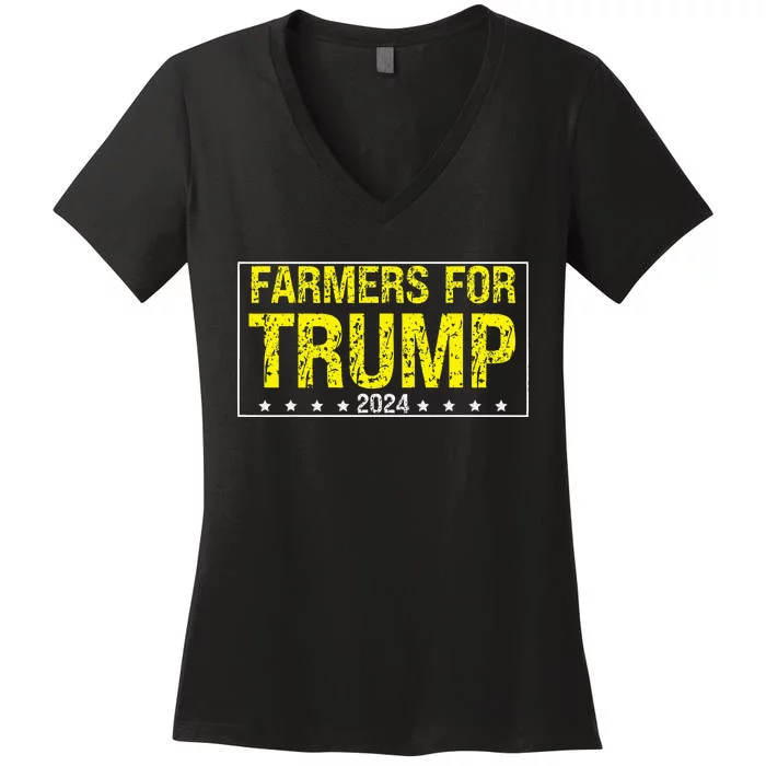 Farmers For Trump 2024 Women's V-Neck T-Shirt