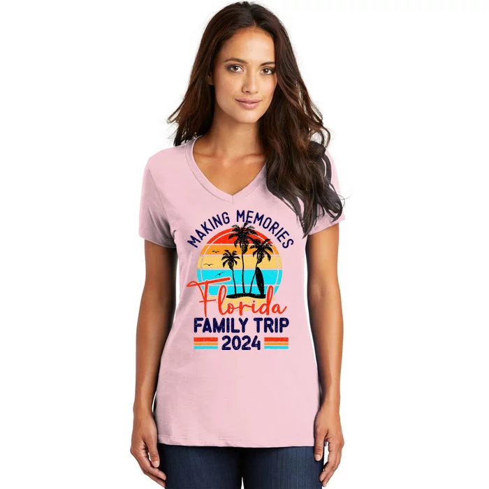 Florida Family Trip 2024 Making Memories Family Women's V-Neck T-Shirt