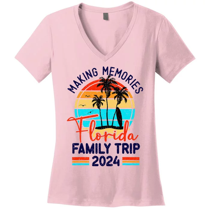 Florida Family Trip 2024 Making Memories Family Women's V-Neck T-Shirt