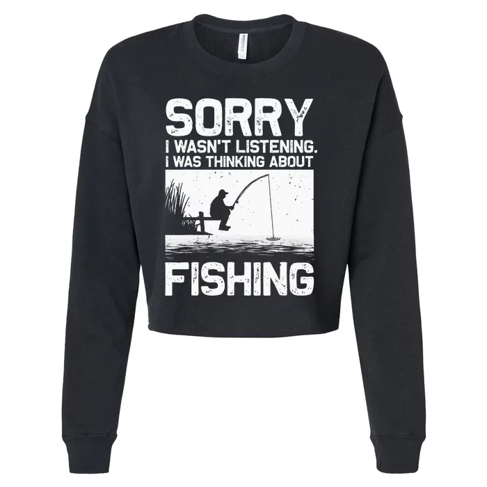 Fishing For  Trout Bass Fisherman Vacation Cropped Pullover Crew