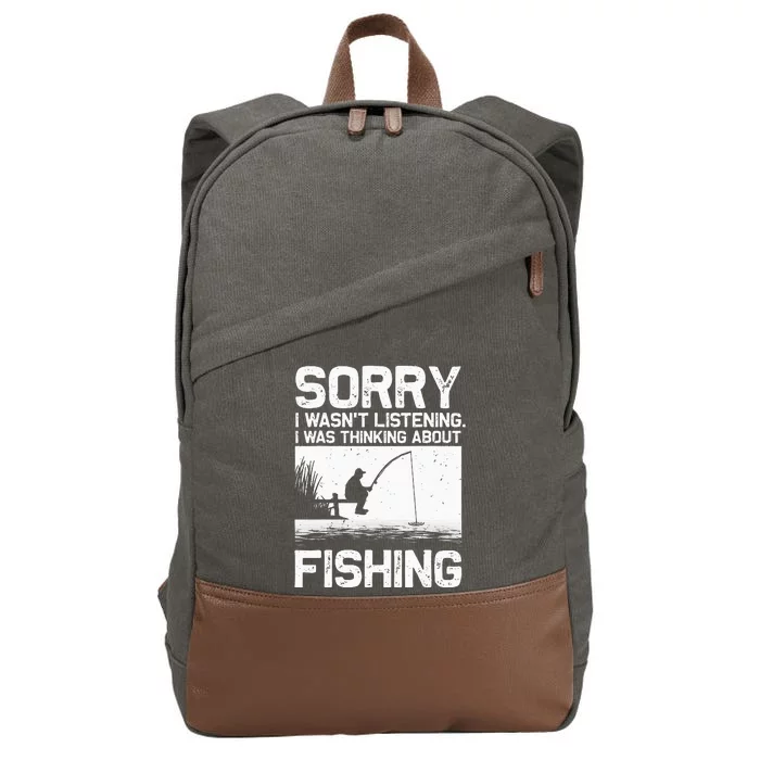 Fishing For  Trout Bass Fisherman Vacation Cotton Canvas Backpack