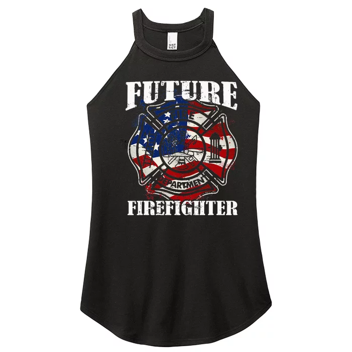 Future Firefighter Usa Flag Theme For Birthday Women’s Perfect Tri Rocker Tank