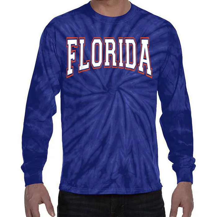 Florida Fl United States Font Tie-Dye Long Sleeve Shirt