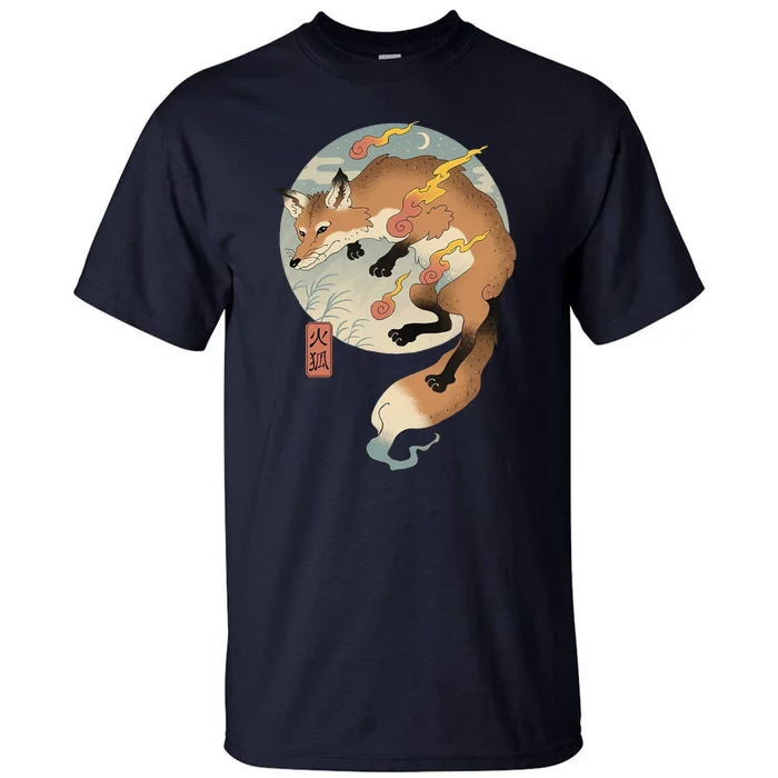 Fire Fox Ukiyo E Japanese Tall T-Shirt