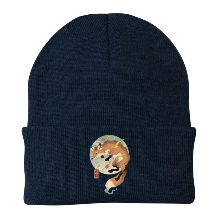 Fire Fox Ukiyo E Japanese Knit Cap Winter Beanie