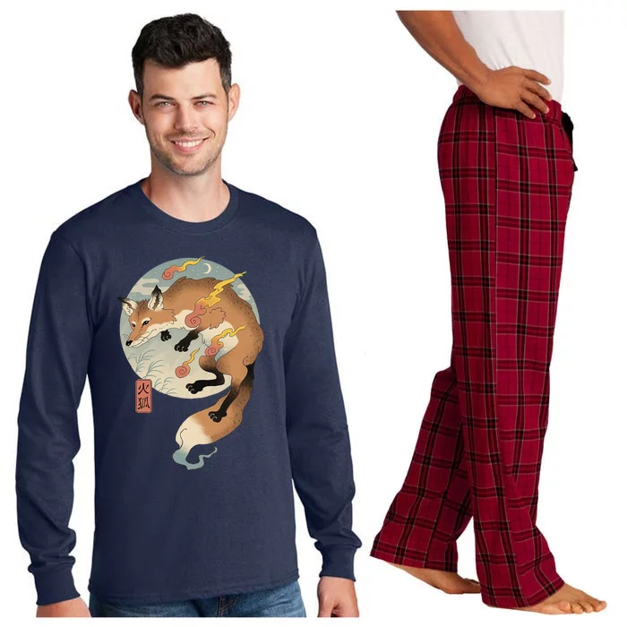 Fire Fox Ukiyo E Japanese Long Sleeve Pajama Set