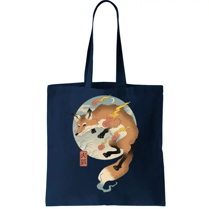 Fire Fox Ukiyo E Japanese Tote Bag