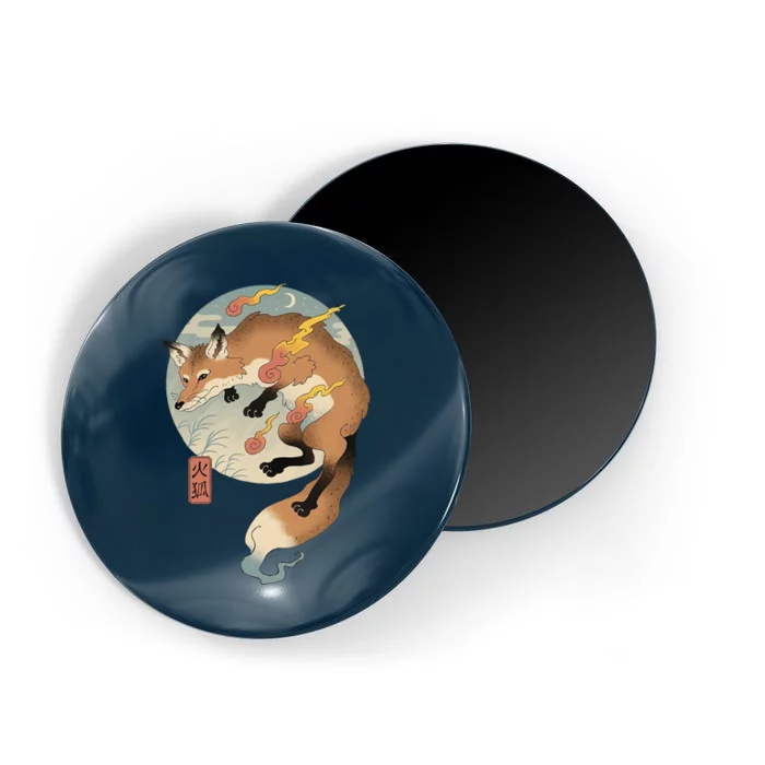 Fire Fox Ukiyo E Japanese Magnet