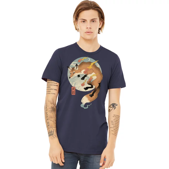 Fire Fox Ukiyo E Japanese Premium T-Shirt