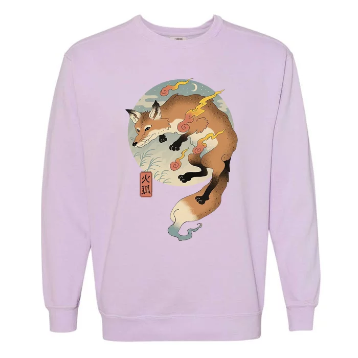 Fire Fox Ukiyo E Japanese Garment-Dyed Sweatshirt