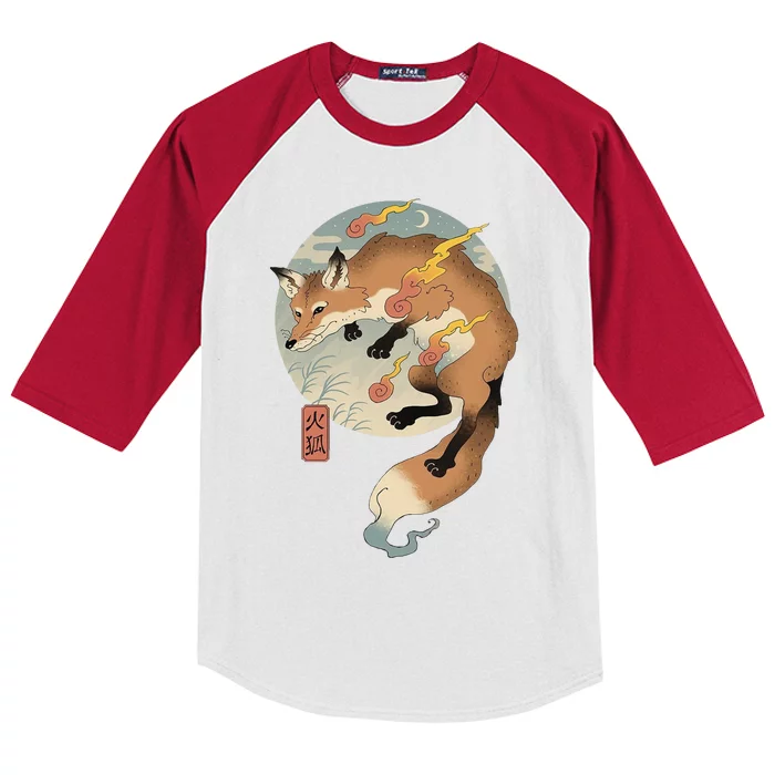 Fire Fox Ukiyo E Japanese Kids Colorblock Raglan Jersey