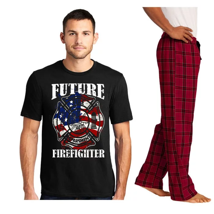 Future Firefighter USA Flag Theme For Birthday Pajama Set