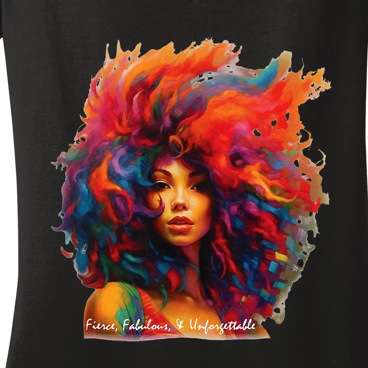 Fierce, Fabulous, & Unforgettable Women's V-Neck T-Shirt