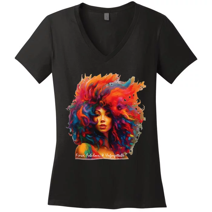 Fierce, Fabulous, & Unforgettable Women's V-Neck T-Shirt