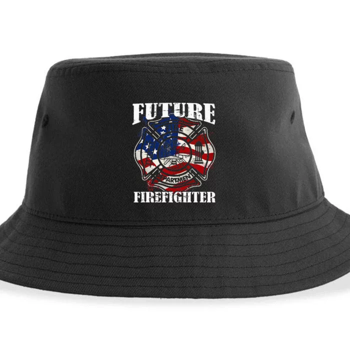 Future Firefighter Usa Flag Theme For Birthday Sustainable Bucket Hat