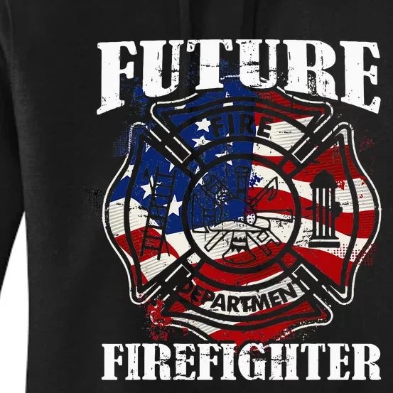 Future Firefighter Usa Flag Theme For Birthday Women's Pullover Hoodie