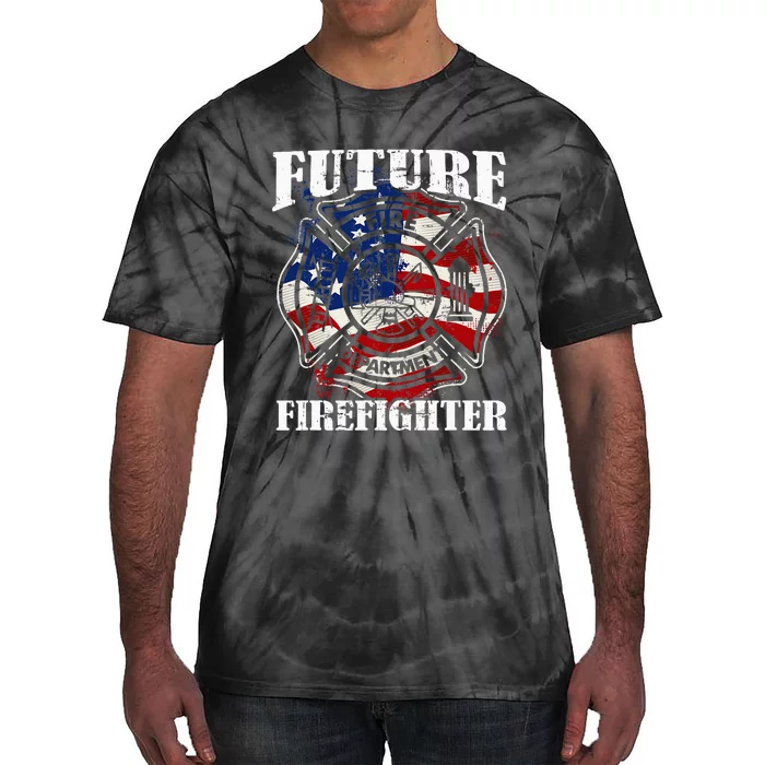 Future Firefighter Usa Flag Theme For Birthday Tie-Dye T-Shirt