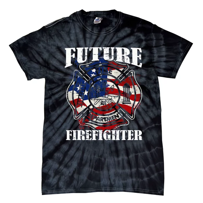 Future Firefighter Usa Flag Theme For Birthday Tie-Dye T-Shirt