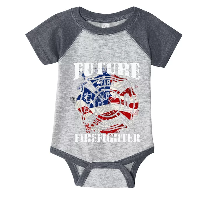 Future Firefighter Usa Flag Theme For Birthday Infant Baby Jersey Bodysuit