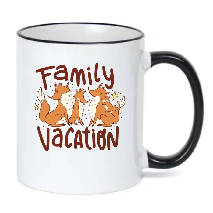 Fox Family Vacation Black Color Changing Mug