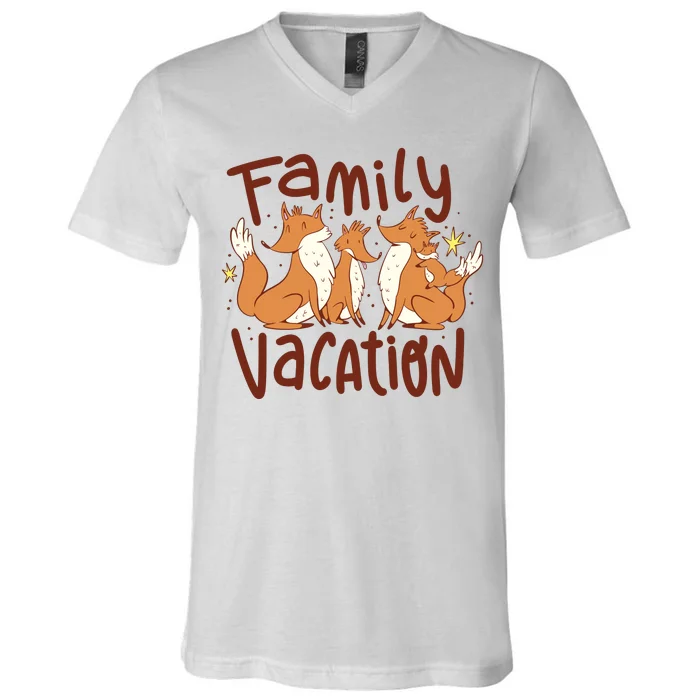 Fox Family Vacation V-Neck T-Shirt