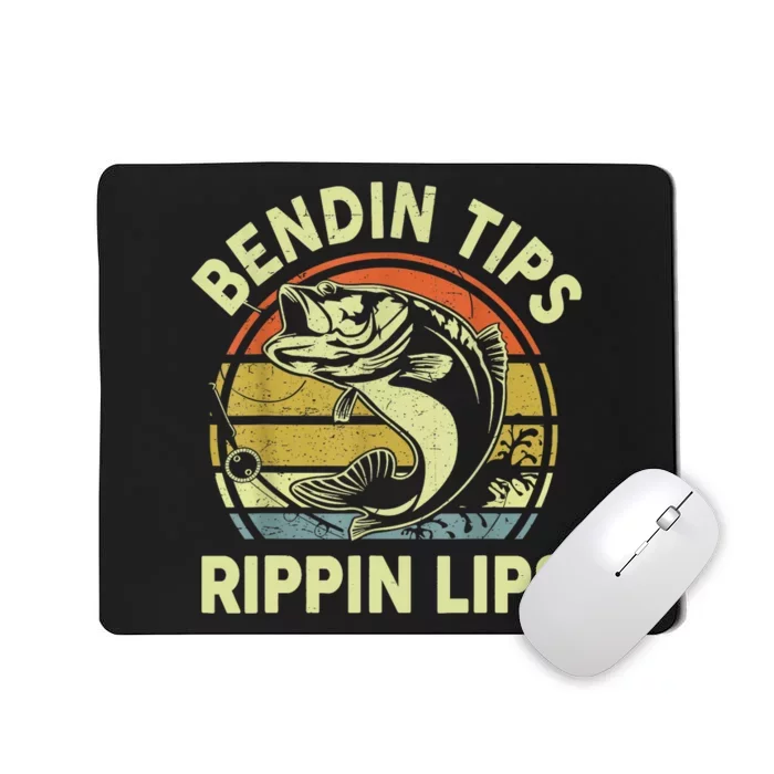 Funny Fishing Vintage Bending Tips Rippin Lips Bass Dad Gift Mousepad