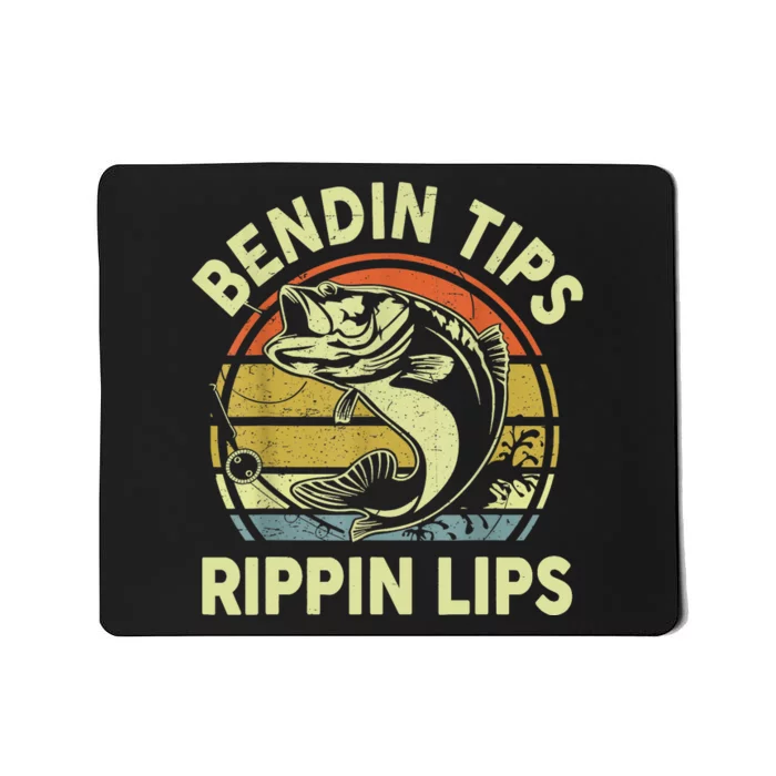 Funny Fishing Vintage Bending Tips Rippin Lips Bass Dad Gift Mousepad