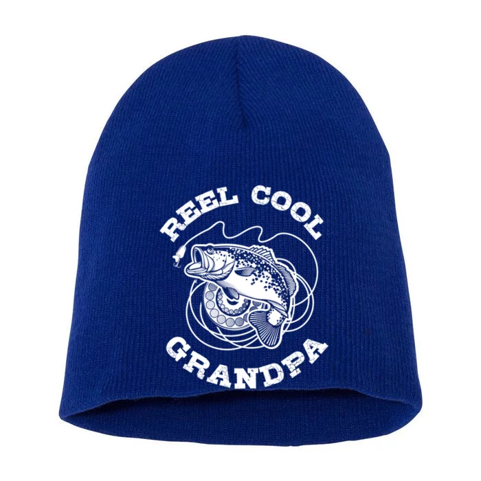 Fishing Fish Vintage Reel Cool Grandpa Gift Short Acrylic Beanie