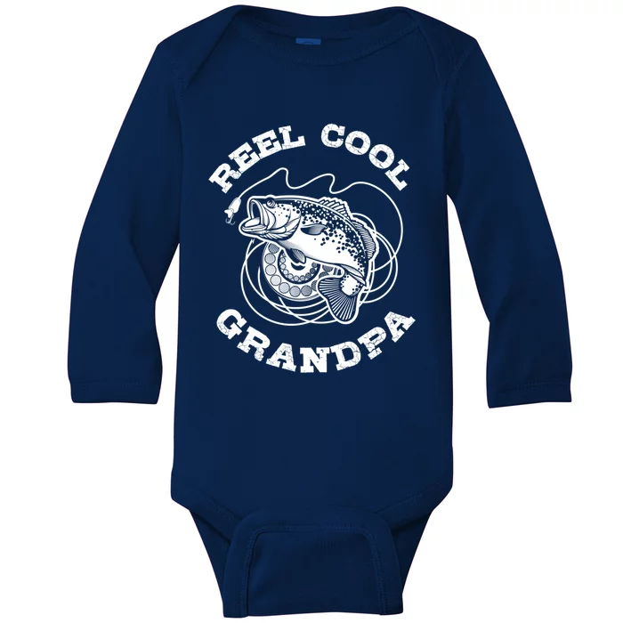 Fishing Fish Vintage Reel Cool Grandpa Gift Baby Long Sleeve Bodysuit